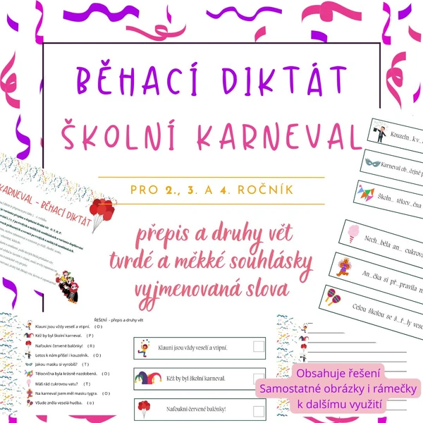 Běhací diktát 2., 3., 4. ročník - ŠKOLNÍ KARNEVAL