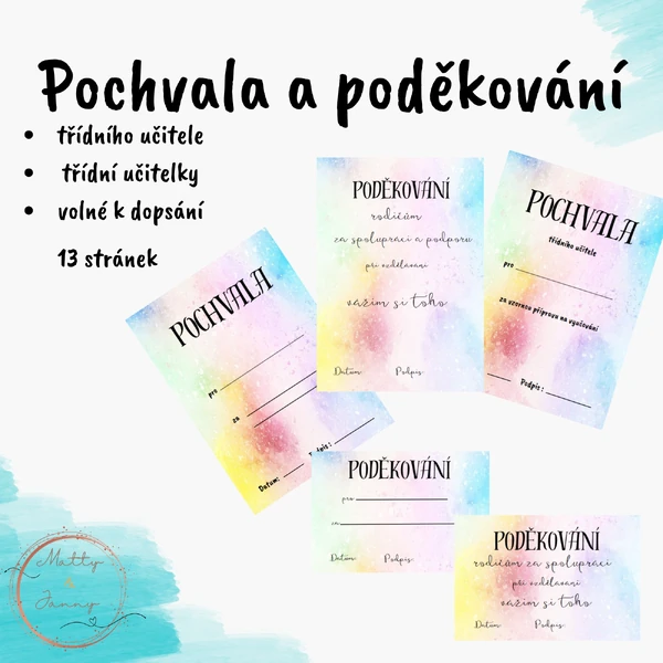 Barevné pochvaly a poděkování