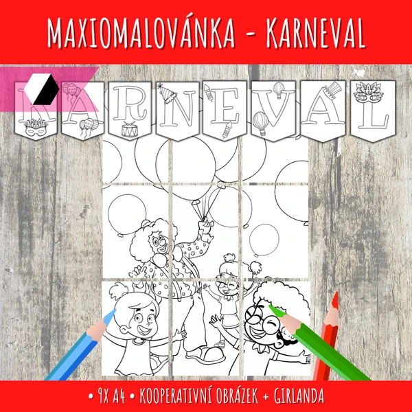 Kooperatvní maxiomalovánka - Karneval a maškarní