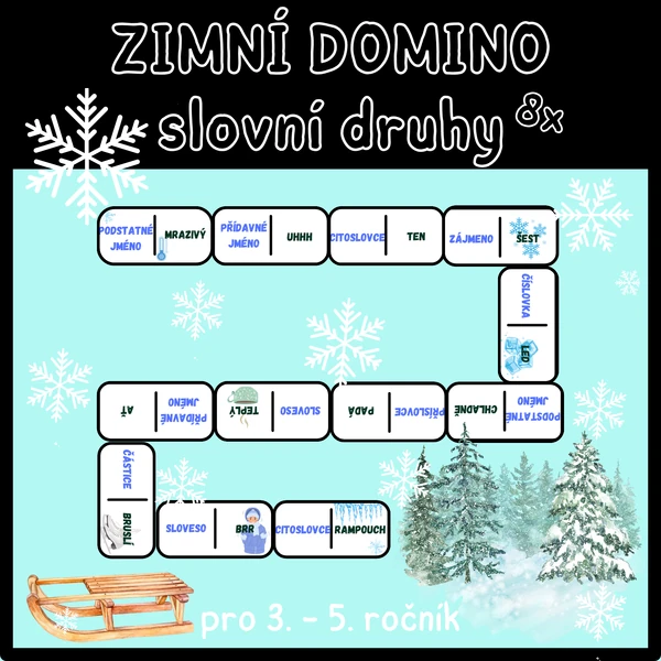 Zimní domino - slovní druhy