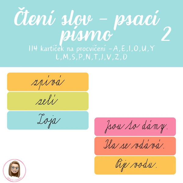 Čtecí kartičky - psací písmo 2