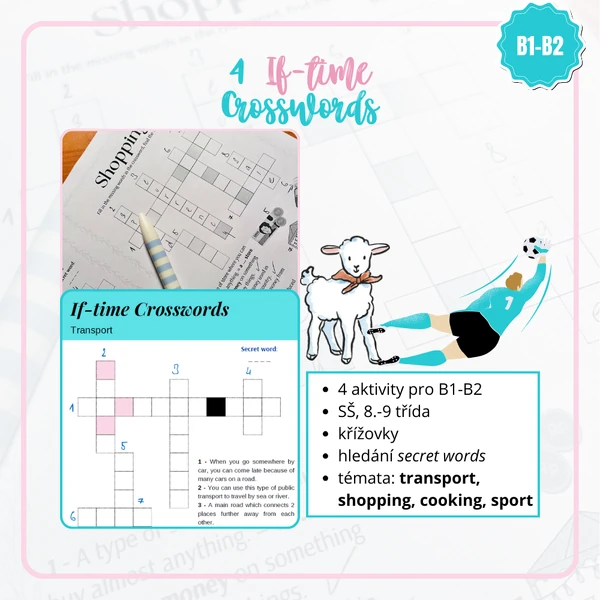 4 if-time crosswords (B1) | transport, shopping, cooking, sport