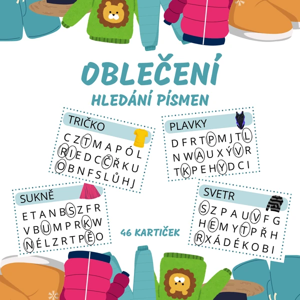 OBLEČENÍ - hledání písmen