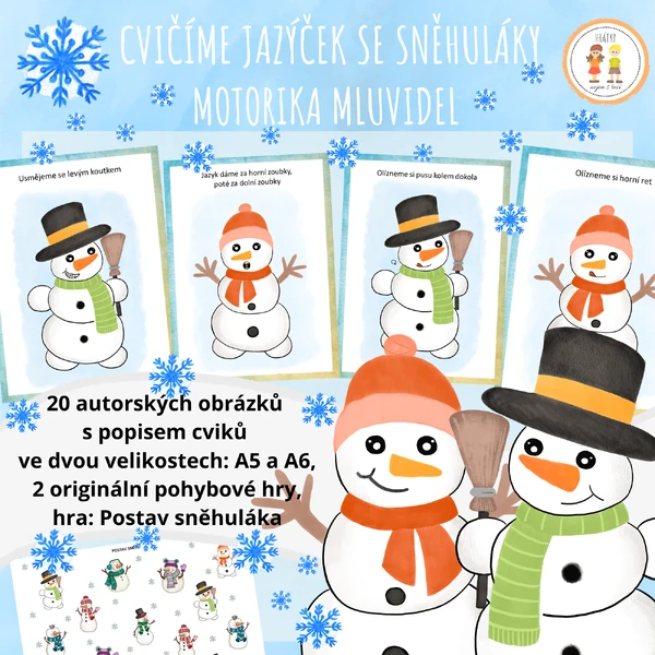 Cvičíme jazýček se sněhuláky - Motorika mluvidel