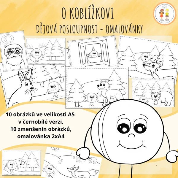 O koblížkovi - dějová posloupnost - omalovánky