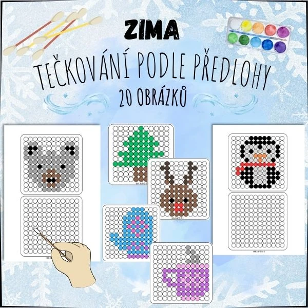TEČKOVÁNÍ PODLE PŘEDLOHY - ZIMNÍ OBRÁZKY