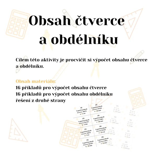 OBSAH ČTVERCE A OBDÉLNÍKU