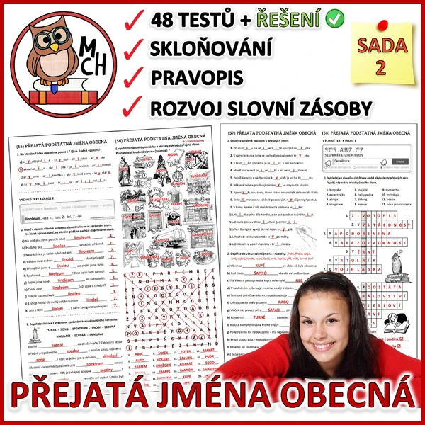 Přejatá podst. jména obecná - SADA 2 (s řešením)