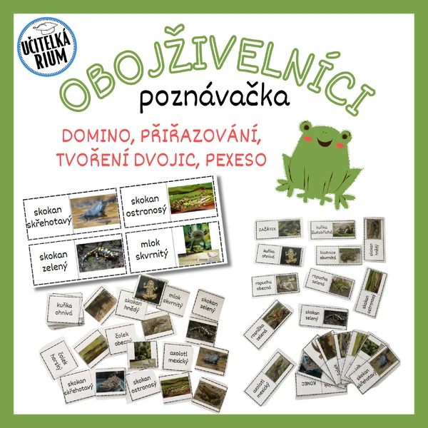 OBOJŽIVELNÍCI - poznávačka (domino, pexeso)
