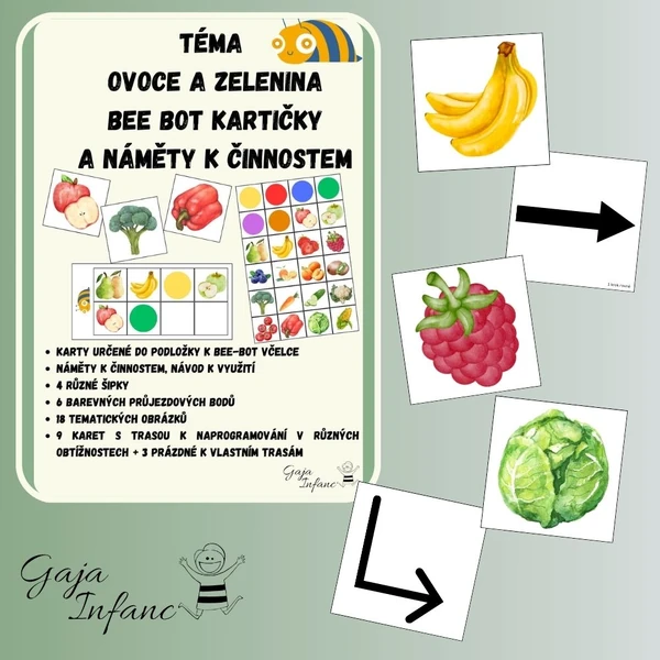 🐝 Kartičky pro Bee-Bota na téma ovoce a zelenina 🍏🥕