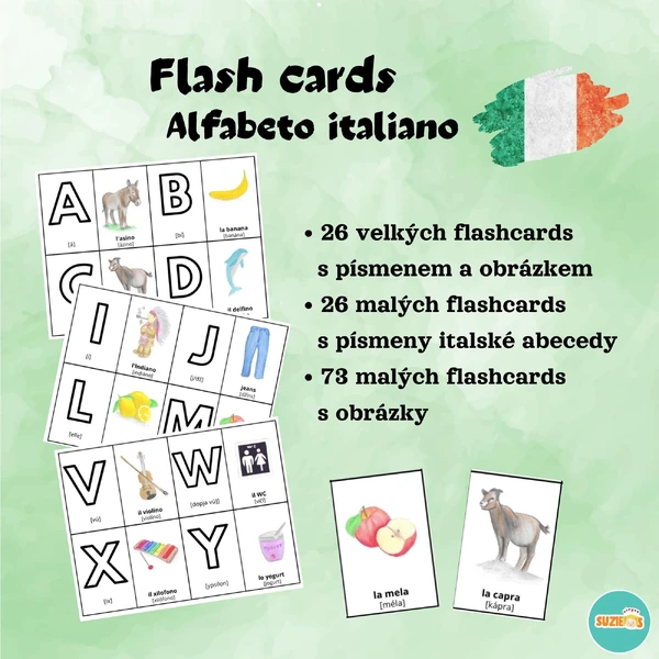 Flashcards - italská abeceda