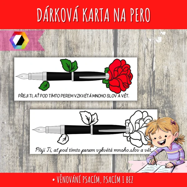 Píšu perem - dárková karta pro prvňáčky