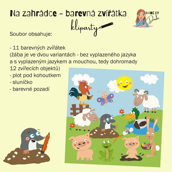 KLIPARTY: Na zahrádce - barevná zvířátka
