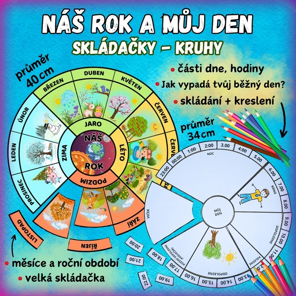 NÁŠ ROK A MŮJ DEN - SKLÁDAČKY (roční období, části dne, hodiny)
