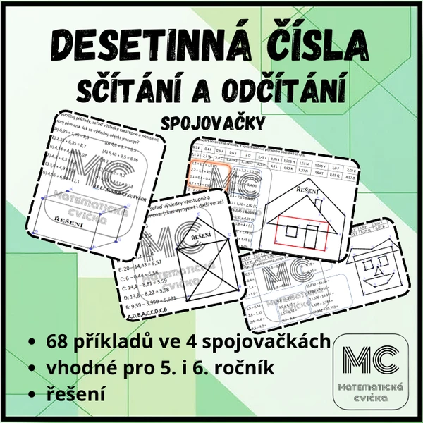 Desetinná čísla - sčítání a odčítání - spojovačky