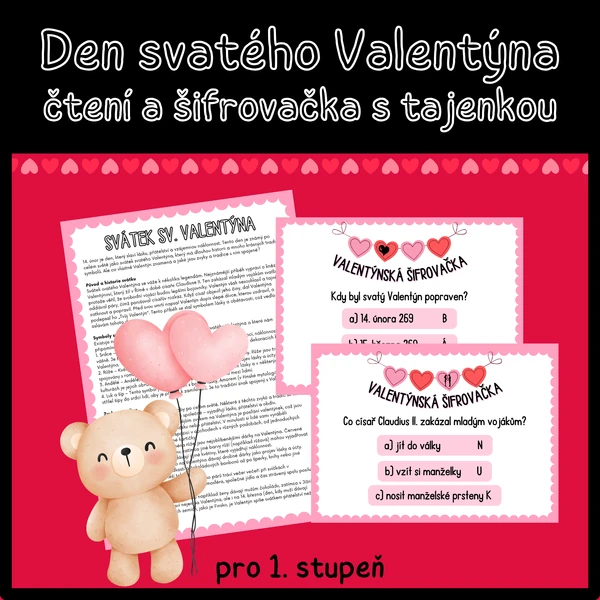 Den svatého Valentýna - čtení a šifrovačka s tajenkou