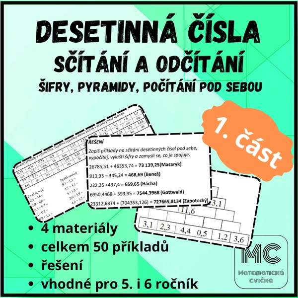 Desetinná čísla - sčítání a odčítání (1. část)