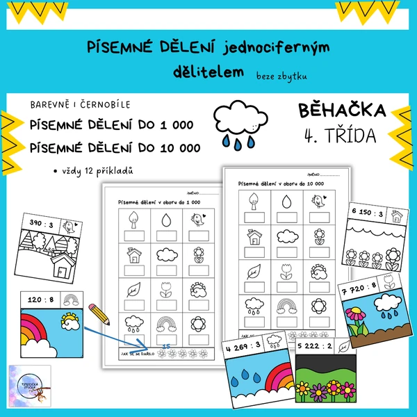 Písemné dělení jednociferným dělitelem (do 1000 a do 10 000) BĚHAČKA jaro