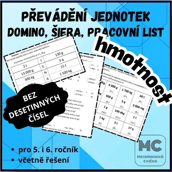 Převody jednotek hmotnosti - bez desetinných čísel