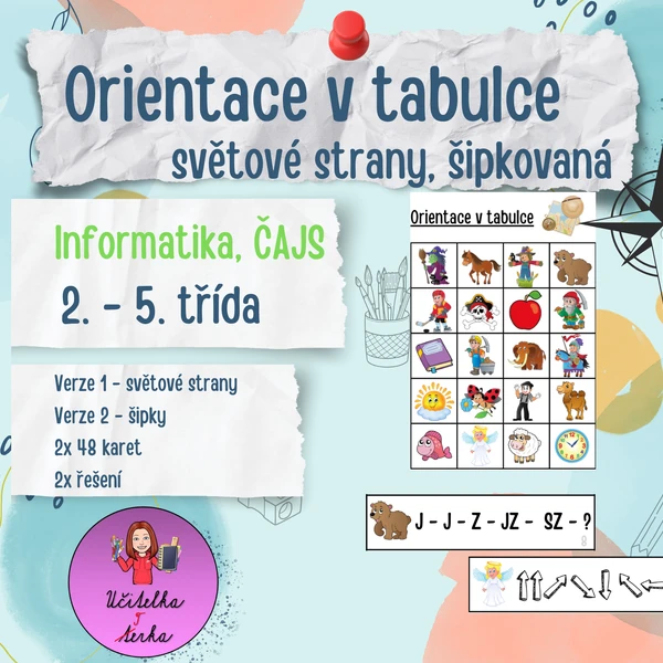 Orientace v tabulce - světové strany + šipky