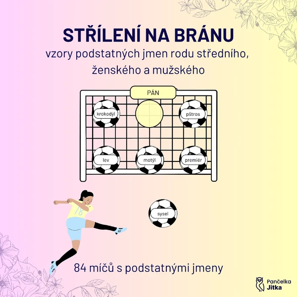 Fotbal - vzory podstatných jmen rodu středního, ženského a mužského