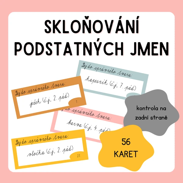 Kartičky - skloňování podstatných jmen podle pádů