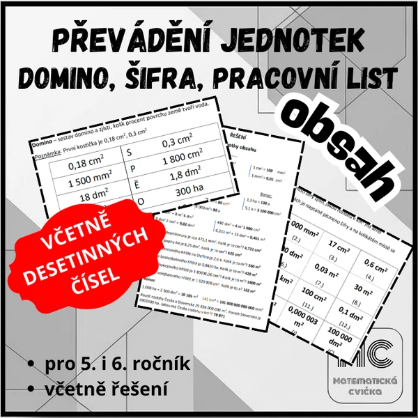Převody jednotek obsahu - včetně desetinných čísel