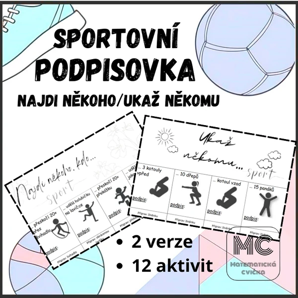 Sportovní podpisovka - najdi někoho/ukaž někomu