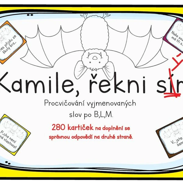 Kamile, řekni s(í)ýr - vyjmenovaná slova P,S,V,Z - 280 kartiček 