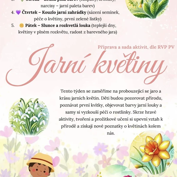 Jaro - jarní květiny (přípravy, sada aktivit)