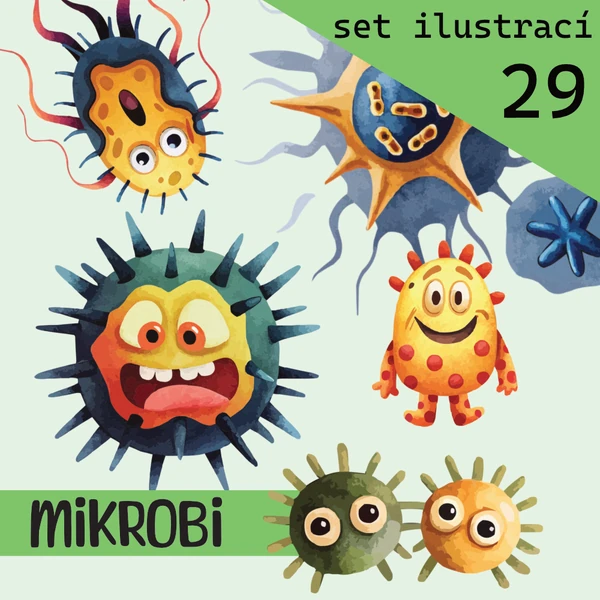 Mikrobi - set ilustrací
