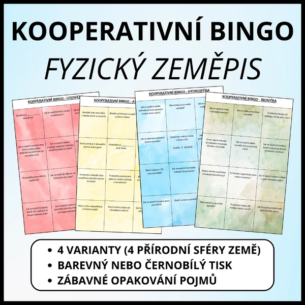 Fyzický zeměpis - Kooperativní bingo