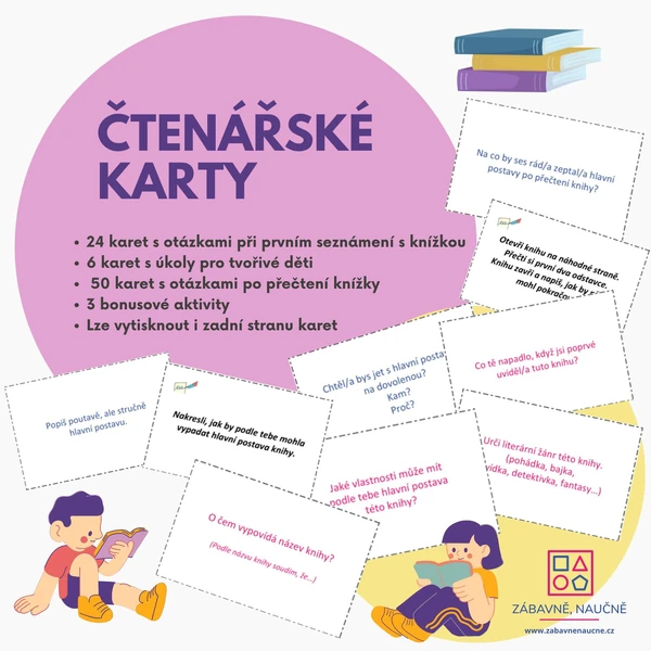 Čtenářské karty + další bonusy, výukový materiál 