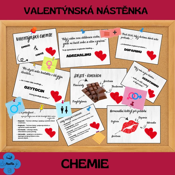 VALENTÝNSKÁ nástěnka CHEMIE: Výzdoba třídy, učebny, chodby - EMOCE A CHUTĚ