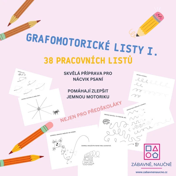 Grafomotorické listy I., 38 pracovních listů (výukový materiál) 