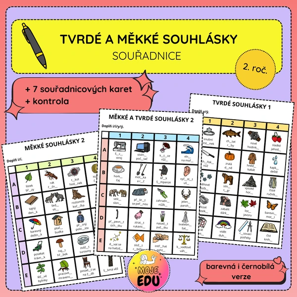 Tvrdé a měkké souhlásky - souřadnice