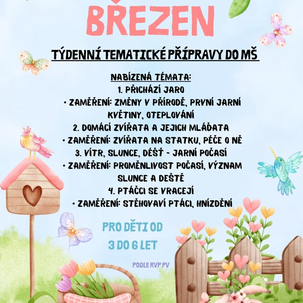 Březen - týdenní tematické přípravy do MŠ 