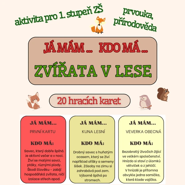 Já mám... kdo má... - ZVÍŘATA V LESE 