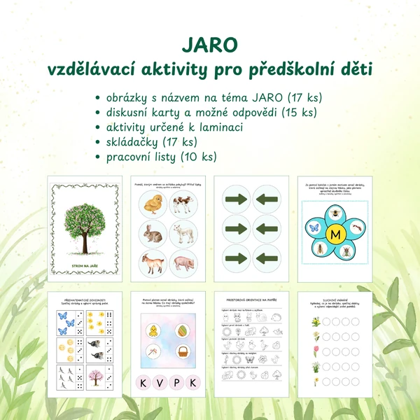 Jaro - vzdělávací soubor pro předškolní děti (obrázky, diskusní karty, skládačky a další)