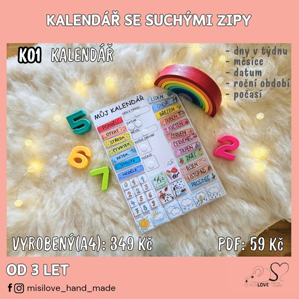 Kalendář pro děti na suché zipy 