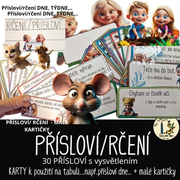 PŘÍSLOVÍ, RČENÍ - KARTY, KARTIČKY s vysvětlením 1
