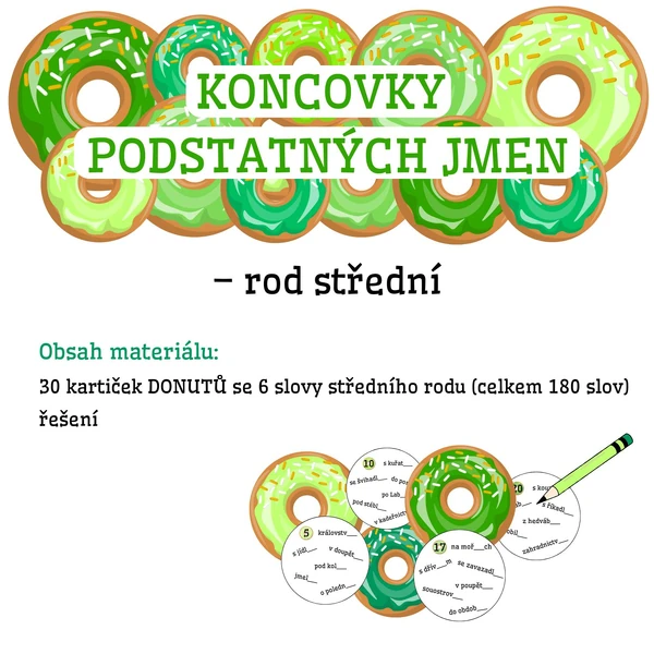 KONCOVKY PODSTATNÝCH JMEN (střední rod) - donuty