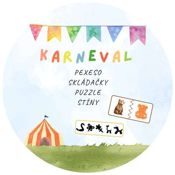 Karneval - pexeso, skládačky, stíny a puzzle 🤡