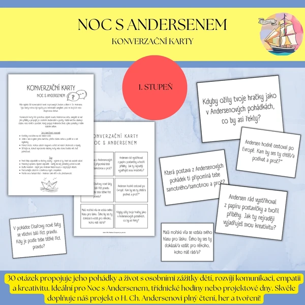 Noc s Andersenem - konverzační karty pro 1. stupeň