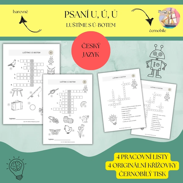 Psaní u, ú, ů - křížovky