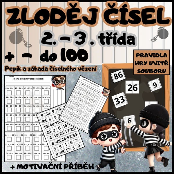 🔒 ZÁCHRANA ČÍSEL Z VĚZENÍ - Pepík a záhada číselného vězení - 2. - 3. TŘÍDA 🔒
