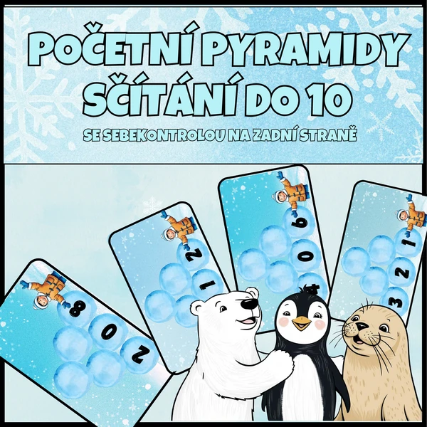 Zimní početní pyramidy pro prvňáčky - sčítání do 10