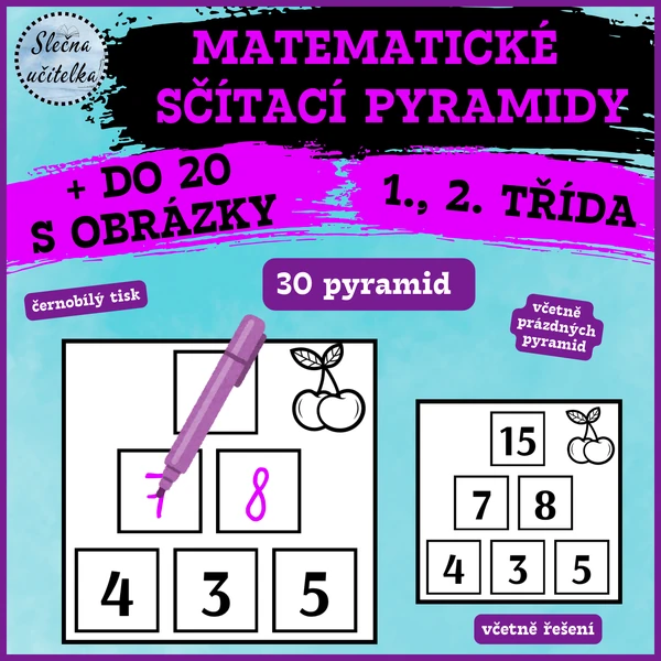 SČÍTACÍ PYRAMIDY S OBRÁZKY (+ do 20)