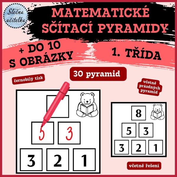SČÍTACÍ PYRAMIDY S OBRÁZKY (+ do 10)
