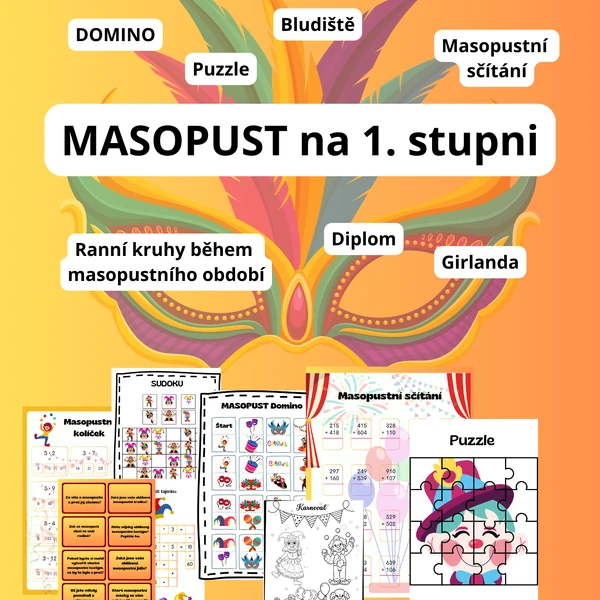 MASOPUST - Ranní kruhy, Domino, Puzzle, Bludiště, Tajenka, Sčítaní..
